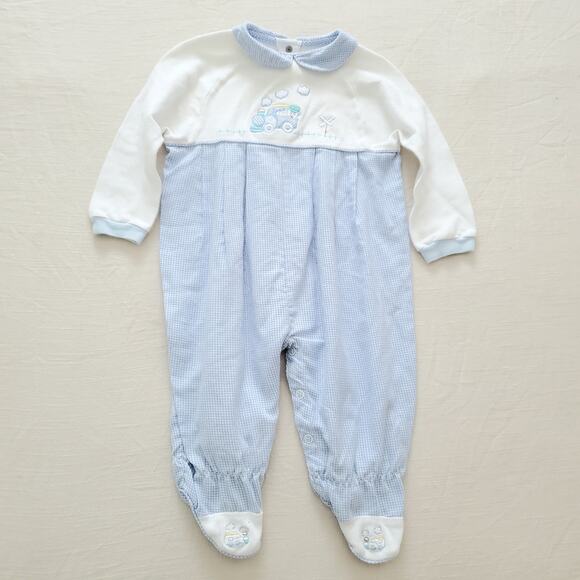 Vintage Bear Train Footed PJs 9-12 months - Picture 1 of 5
